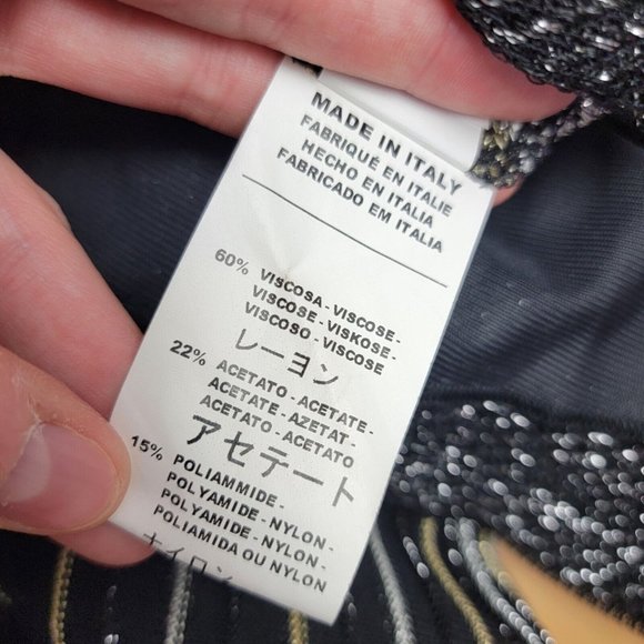 M Missoni Boatneck Off-Shoulder Metallic  Stripe Crochet-knit Tie Front Size 8 - Picture 6 of 6